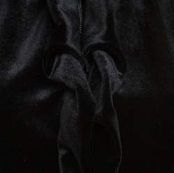 Pre Owned Giorgio Armani Black Velvet Ruffle Trim Zip Front Jacket S