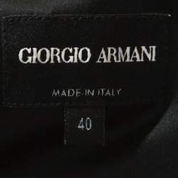 Pre Owned Giorgio Armani Black Velvet Ruffle Trim Zip Front Jacket S