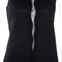 Pre Owned Giorgio Armani Black Dress Perforated Scuba Embellished Detail Dress M