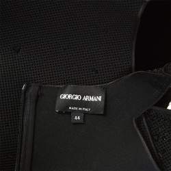 Pre Owned Giorgio Armani Black Dress Perforated Scuba Embellished Detail Dress M