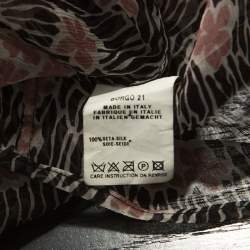 Pre Owned Giorgio Armani Black and Pink Floral Print Sheer Silk Blouse L