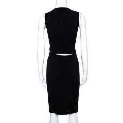Pre Owned Giorgio Armani Black Knit Cutout Detail Sheath Dress S