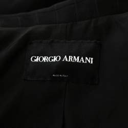 Pre Owned Giorgio Armani Black Stripe Wool Fitted Blazer S