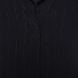 Pre Owned Giorgio Armani Black Stripe Wool Fitted Blazer S
