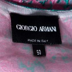 Pre Owned Giorgio Armani Pink Floral Jacquard Silk Blend Oversized Blouse XL