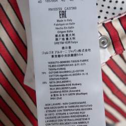 Pre Owned Giorgio Armani Red Striped Silk Blend High Waisted Cropped Trousers S