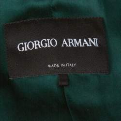 Giorgio Armani Emerald Green Velvet Zip Front Jacket S