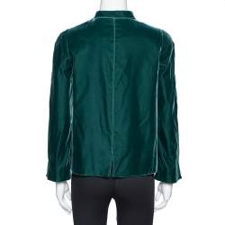 Giorgio Armani Emerald Green Velvet Zip Front Jacket S
