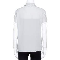 Giorgio Armani Grey Silk Crepe Open Front Blouse M
