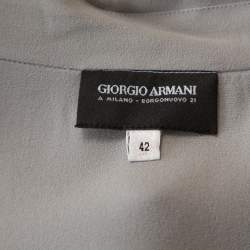 Giorgio Armani Grey Silk Crepe Open Front Blouse M