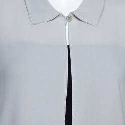 Giorgio Armani Grey Silk Crepe Open Front Blouse M