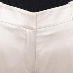 Pre Owned Giorgio Armani Beige Silk Satin Wide Leg Pants M