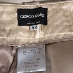 Pre Owned Giorgio Armani Beige Silk Satin Wide Leg Pants M