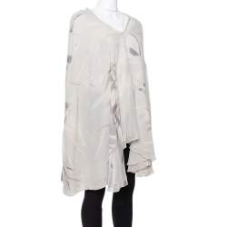 Pre Owned Giorgio Armani Pale Grey Printed Silk Kaftan Blouse S