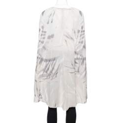 Pre Owned Giorgio Armani Pale Grey Printed Silk Kaftan Blouse S