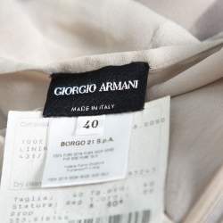 Pre Owned Giorgio Armani Pale Grey Printed Silk Kaftan Blouse S
