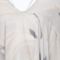 Pre Owned Giorgio Armani Pale Grey Printed Silk Kaftan Blouse S