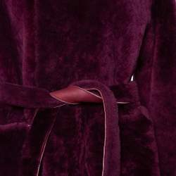 Pre Owned Giorgio Armani Burgundy Shearling Belted Coat M