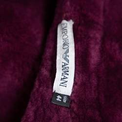 Pre Owned Giorgio Armani Burgundy Shearling Belted Coat M