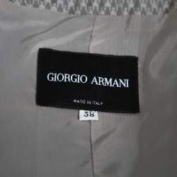 Giorgio Armani Grey Metallic Jacquard Patterned Peplum Jacket S