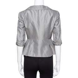 Giorgio Armani Grey Metallic Jacquard Patterned Peplum Jacket S