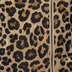 Pre Owned Giorgio Armani Leopard Pattern Jacquard Zip Front Jacket M