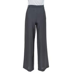 Giorgio Armani Black Wool Crepe Wide Leg Trousers M
