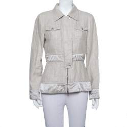 Giorgio Armani Silver Linen Safari Jacket M
