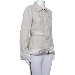 Giorgio Armani Silver Linen Safari Jacket M