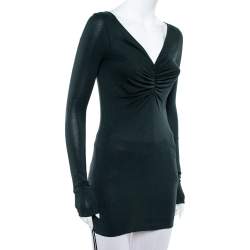 Emporio Armani Dark Green Ruched Knit Fitted Tunic S Giorgio