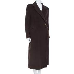 Pre Owned Giorgio Armani Brown Wool Double Breasted Coat M