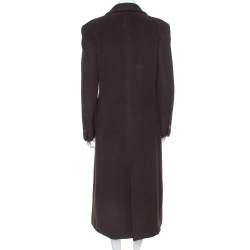Pre Owned Giorgio Armani Brown Wool Double Breasted Coat M
