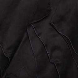 Pre Owned Giorgio Armani Black Silk Organza Pleated One Shoulder Top L