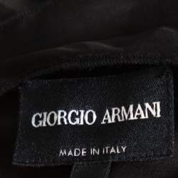 Pre Owned Giorgio Armani Black Silk Organza Pleated One Shoulder Top L