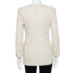 Giorgio Armani Cream Floral Jacquard Tie Detail Vintage Blazer XS