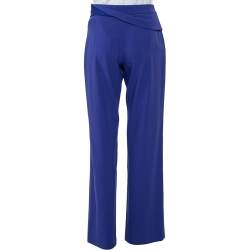 Pre Owned Giorgio Armani Purple Cotton Waist Trim Detail Pants M