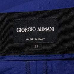 Pre Owned Giorgio Armani Purple Cotton Waist Trim Detail Pants M