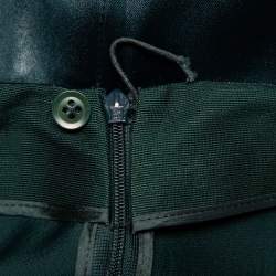 Pre Owned Giorgio Armani Green Sateen Slit Detail Flared Maxi Skirt M