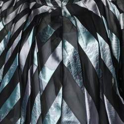 Pre Owned Giorgio Armani Multicolor Striped Jacquard Button Front Pleated Jacket L