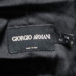 Pre Owned Giorgio Armani Monochrome Striped Velvet Draped Collar Detail Top M