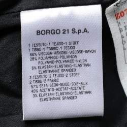 Pre Owned Giorgio Armani Monochrome Striped Velvet Draped Collar Detail Top M