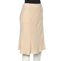Pre Owned Giorgio Armani Light Pink Silk Crepe A-Line Skirt S