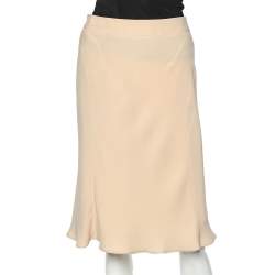 Pre Owned Giorgio Armani Light Pink Silk Crepe A-Line Skirt S