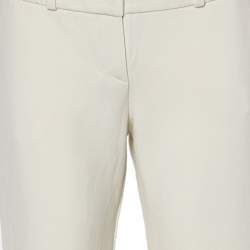 Pre Owned Giorgio Armani Cream Wool Flared Leg Trousers S