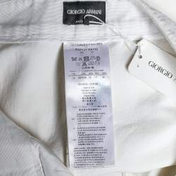 Pre Owned Giorgio Armani Cream Wool Flared Leg Trousers S