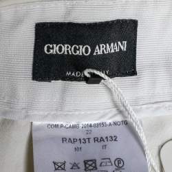 Pre Owned Giorgio Armani Cream Wool Flared Leg Trousers S