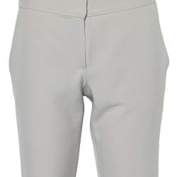Pre Owned Giorgio Armani Grey Crepe Straight Leg Trousers S