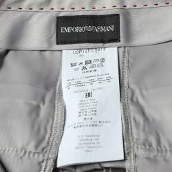 Pre Owned Giorgio Armani Grey Crepe Straight Leg Trousers S