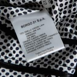 Pre Owned Giorgio Armani Black Leather Paneled Button Front Blazer M