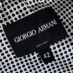 Pre Owned Giorgio Armani Black Leather Paneled Button Front Blazer M